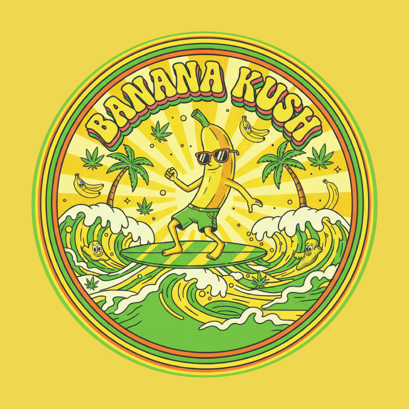 Banana Kush THC-a Flower Strain Artwork.
